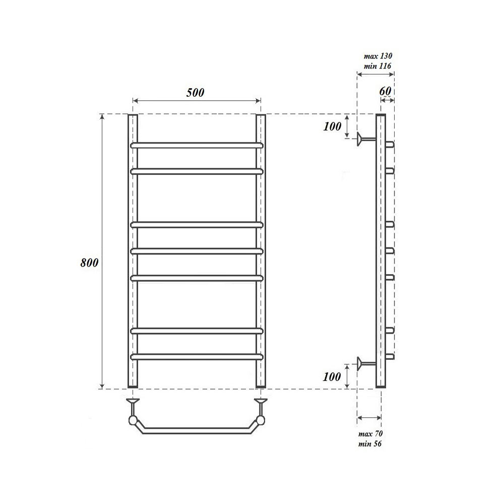 Полотенцесушитель водяной Point Венера PN07158 П7 500x800, хром