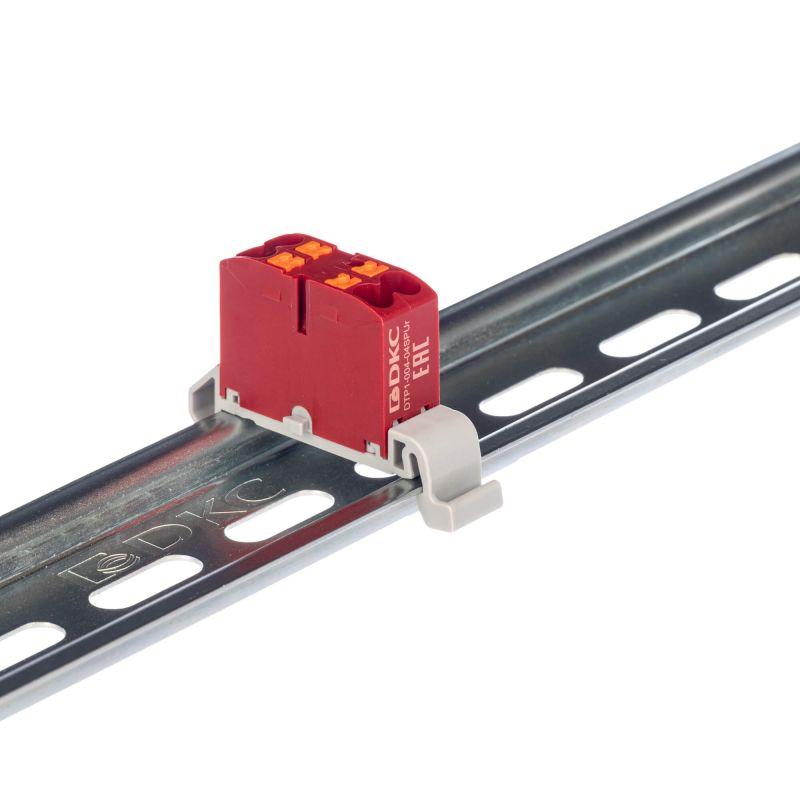 Блок распределительный зажим push-in 4 точки подключения 2.5кв.мм красн. DKC DTP1-004-04SPUR