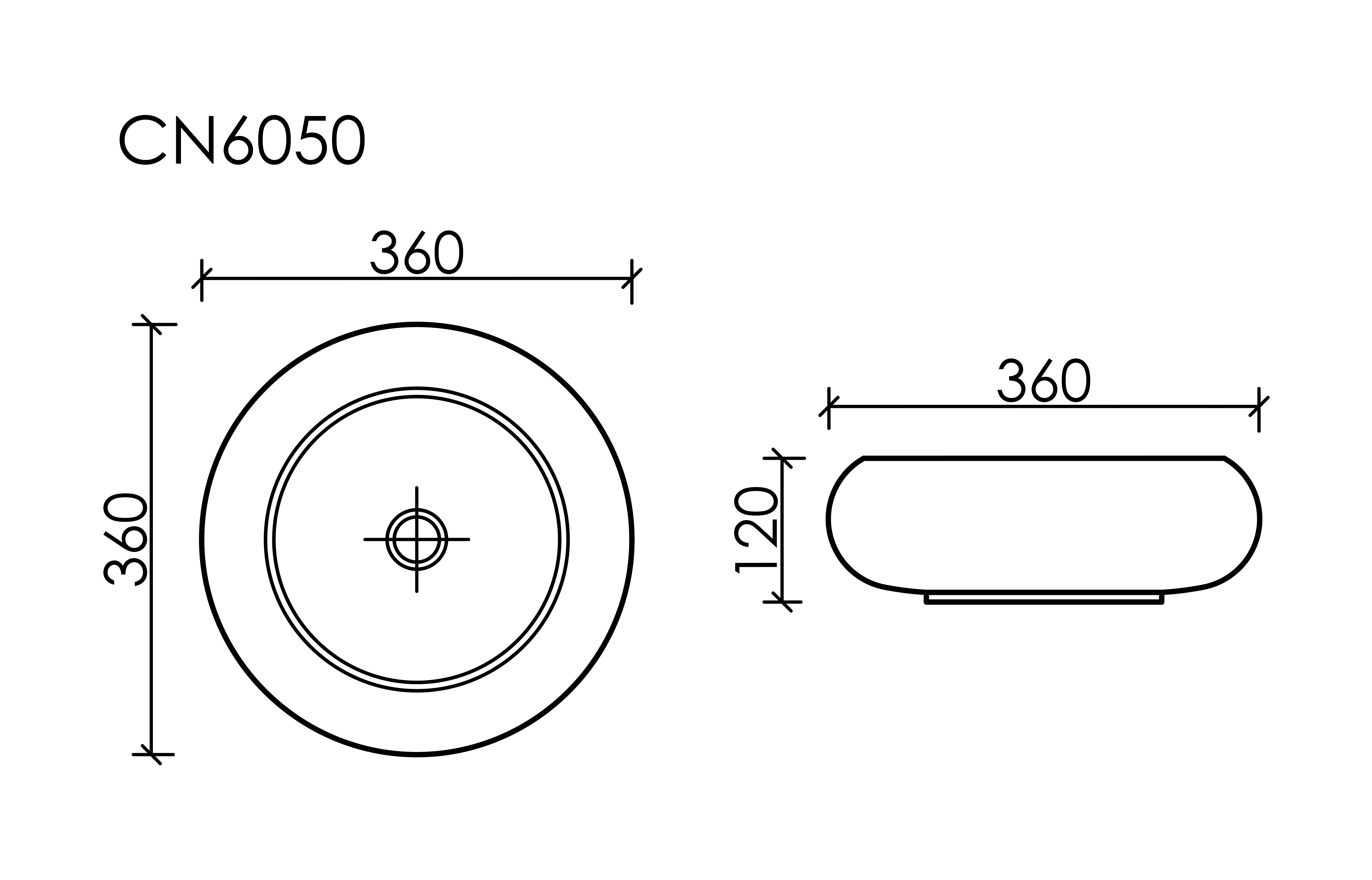 Умывальник чаша накладная круглая (цвет Белый Матовый) Element 360*360*120мм, CN6050MW