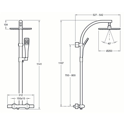 Душевая система с термостатическим смесителем Jacob Delafon Talan E11717RU-CP