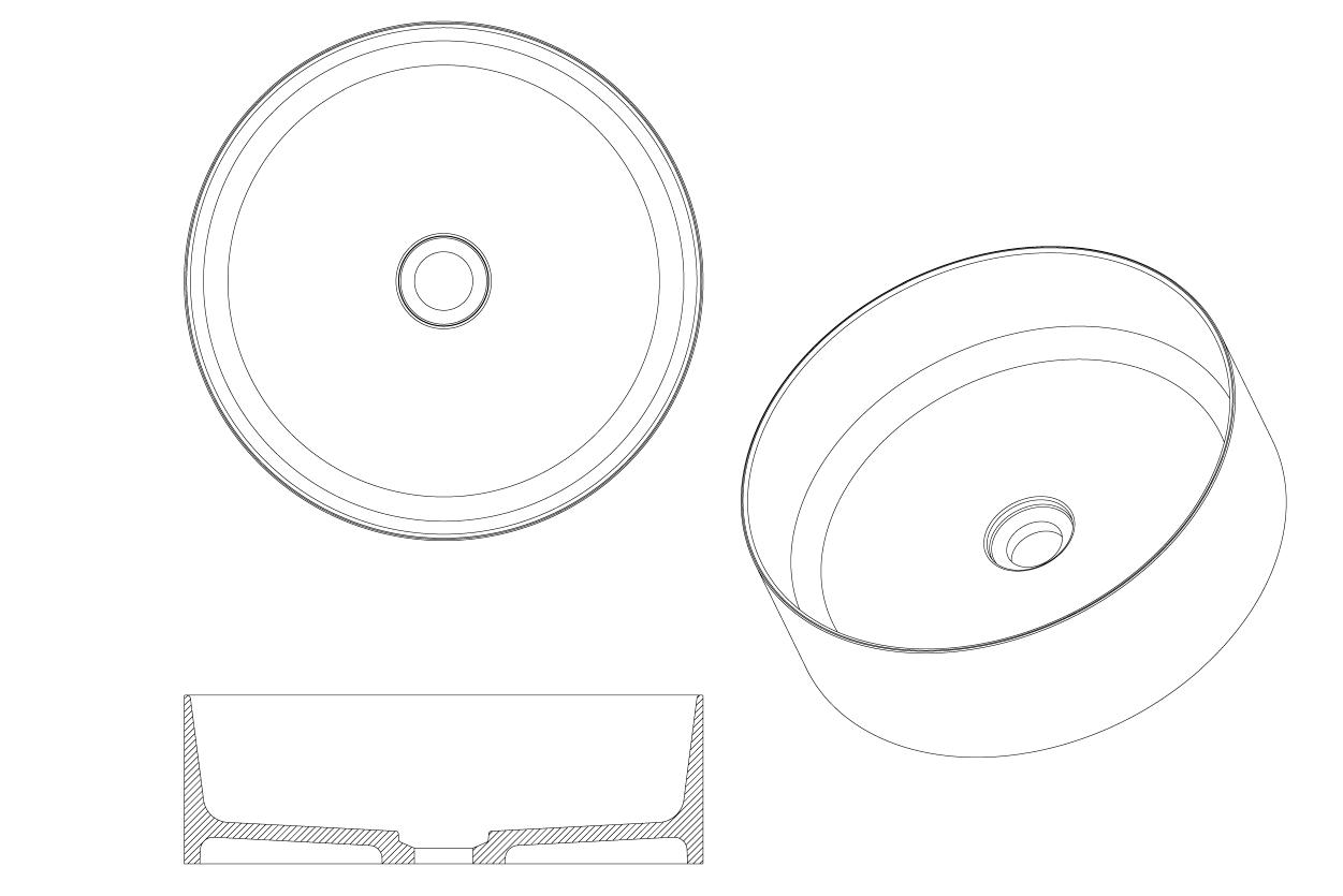 Раковина LV204 Corian серебро 41,5*14см