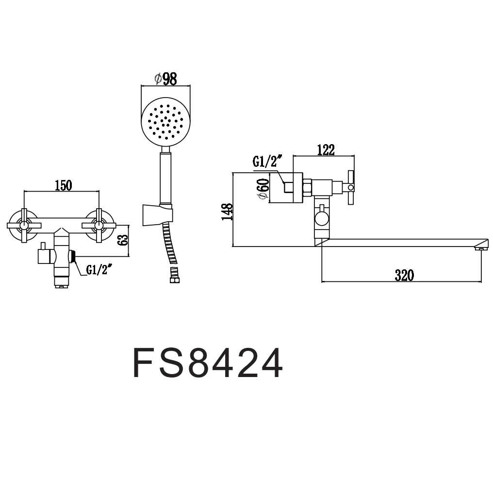 Смеситель для ванны Fmark FS8424, сатин