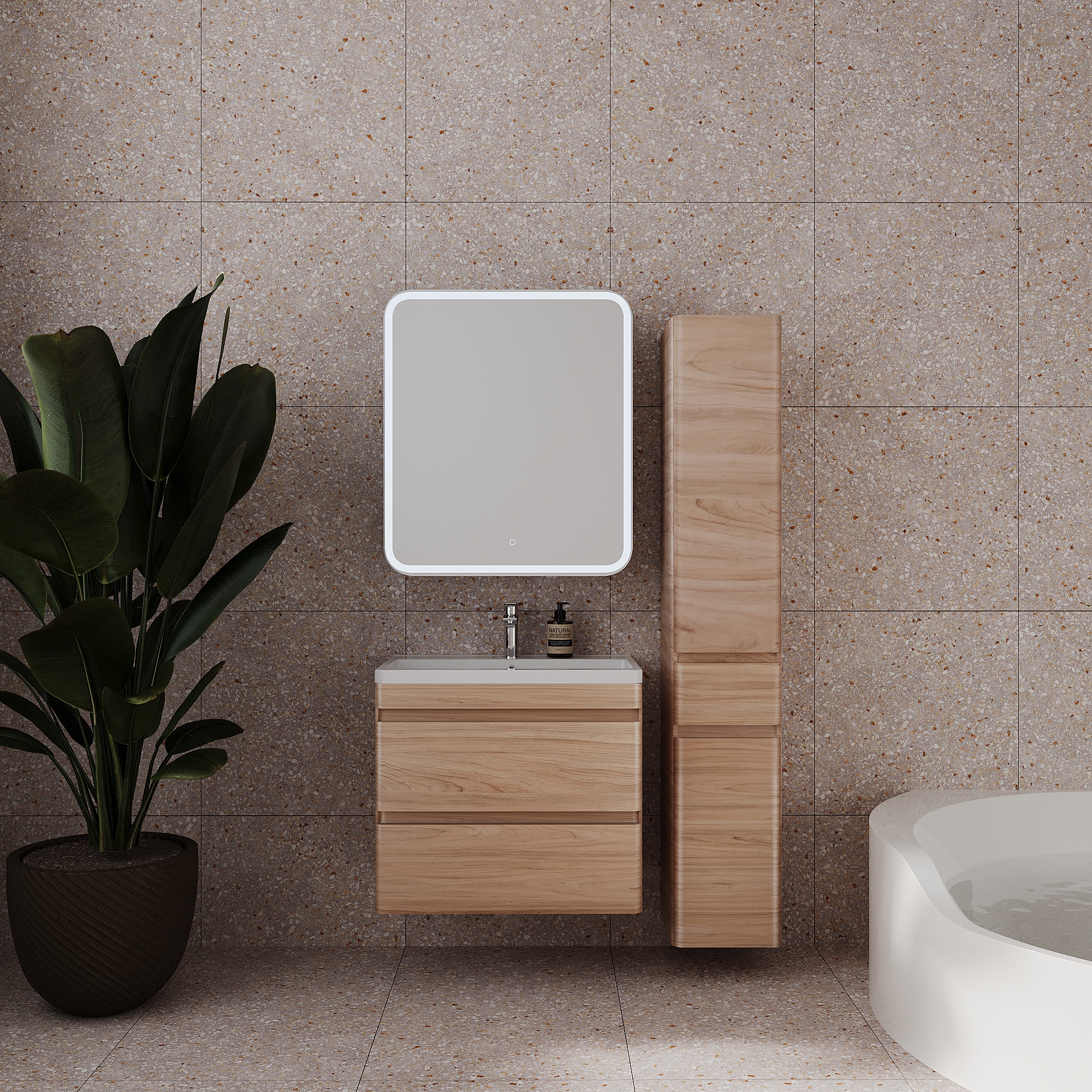 Тумба подвесная "Атлантика 70", Люкс ясень перламутр, PLUS