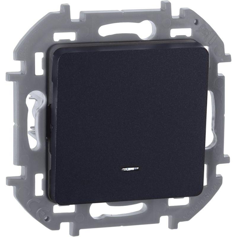 Переключатель 1-кл. Inspiria 10А IP20 250В 10AX с подсветкой/индикацией механизм антрацит IEK 673663