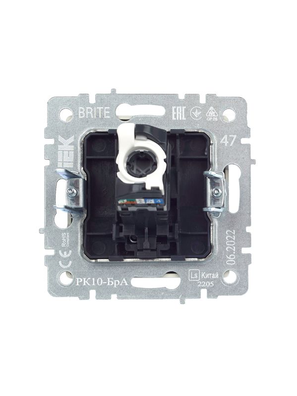 Розетка компьютерная СП RJ45 кат.5E BRITE РК10-БрА механизм алюм. IEK BR-K10-1-K47