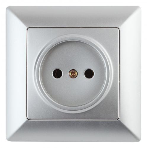 Розетка 1-м СП Solo 4-201-03 2P 16А 250В IP20 без заземл. алюм. Intro Б0053643