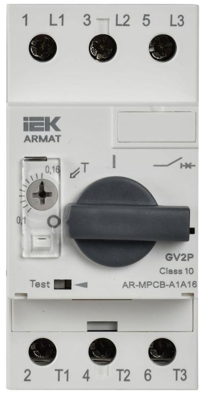 Выключатель автоматический защиты двигателя A1 GV2P 0.1-0.16А ARMAT IEK AR-MPCB-A1A16