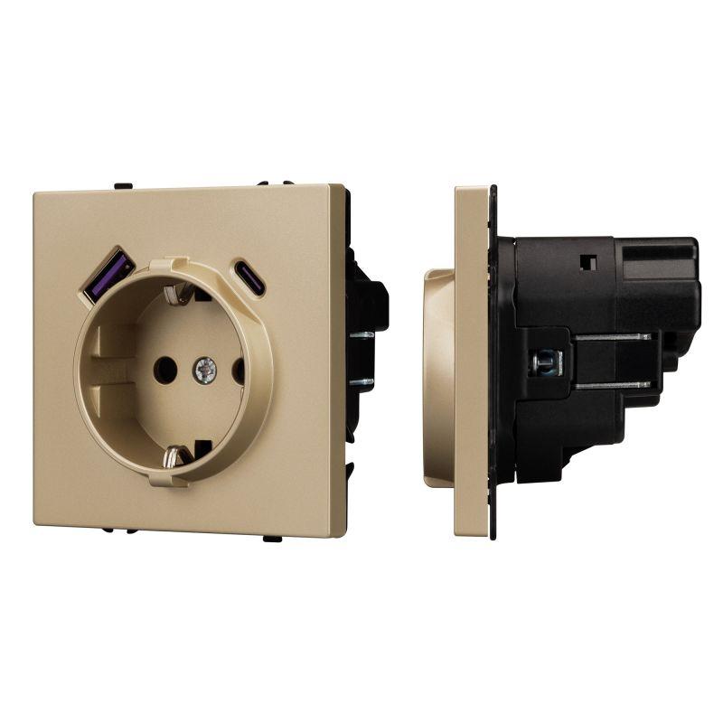 Механизм розетки с USB зарядкой SCT-NOBE-MUAC-SFPL-GD 230В 16А Arlight 054286