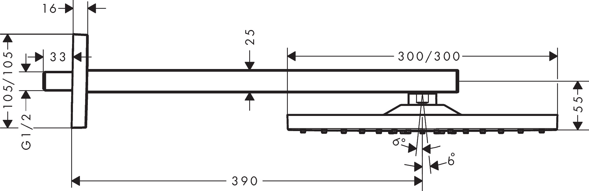 Верхний душ Hansgrohe Raindance E 300 Air 1jet 26238000