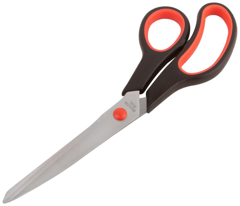 Ножницы бытовые нержавеющие прорезиненные ручки толщина лезвия 2.0мм 250мм FIT 67379