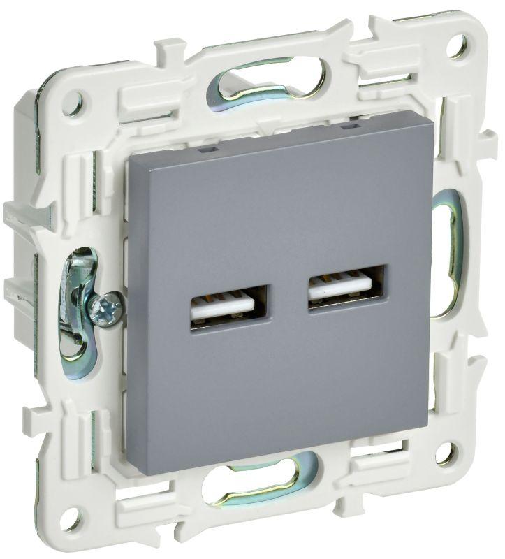 Розетка USB A+A 3.1А SKANDY SK-R15Gr сер. IEK SK-U21-D31-K03