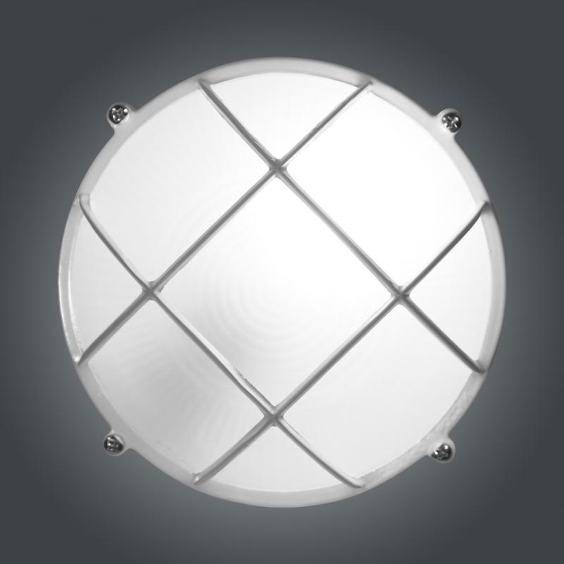 Светильник "Банник" 1302 НПП 03-60-014 1х60Вт E27 IP65 круг малый корпус с решеткой бел. Элетех 1005500936