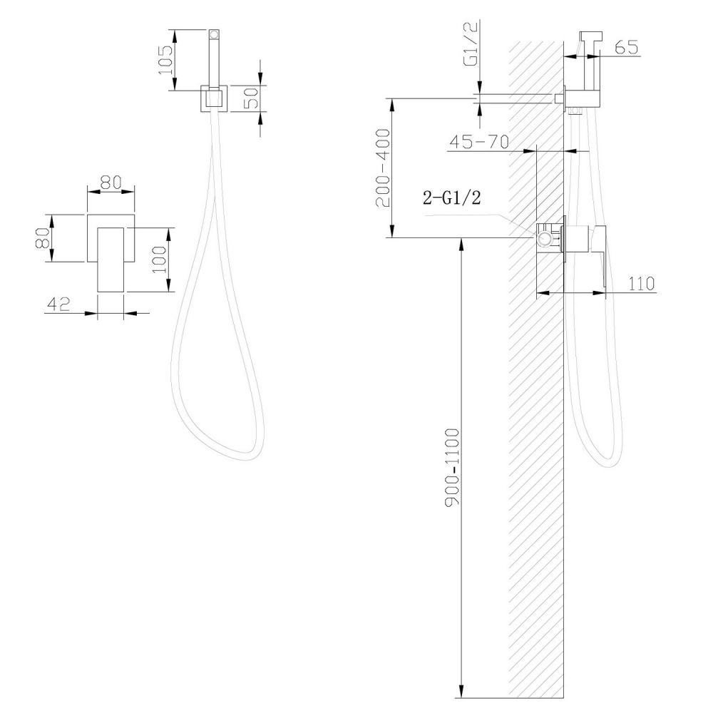 Смеситель ABBER Daheim AF8225SP с гигиеническим душем, сатин
