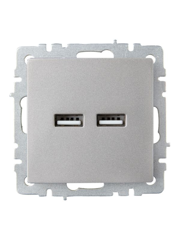 Розетка BRITE USB A+A 3.1А РЮ10-1-БрС механизм сталь IEK BR-U21-D31-K46