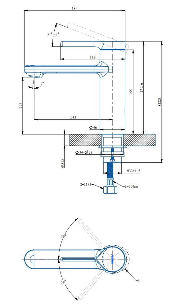 Смеситель для раковины ARROW N11M6071CP, хром