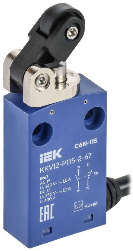 Выключатель концевой C6N-115 IP67 толкатель с рычажным роликом лев. IEK KKV12-P115-2-67
