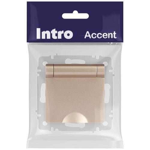 Розетка 1-м СП Accent 6-203-04 16А IP20 250В 2P+E Schuko с крышкой шампань Intro Б0063738