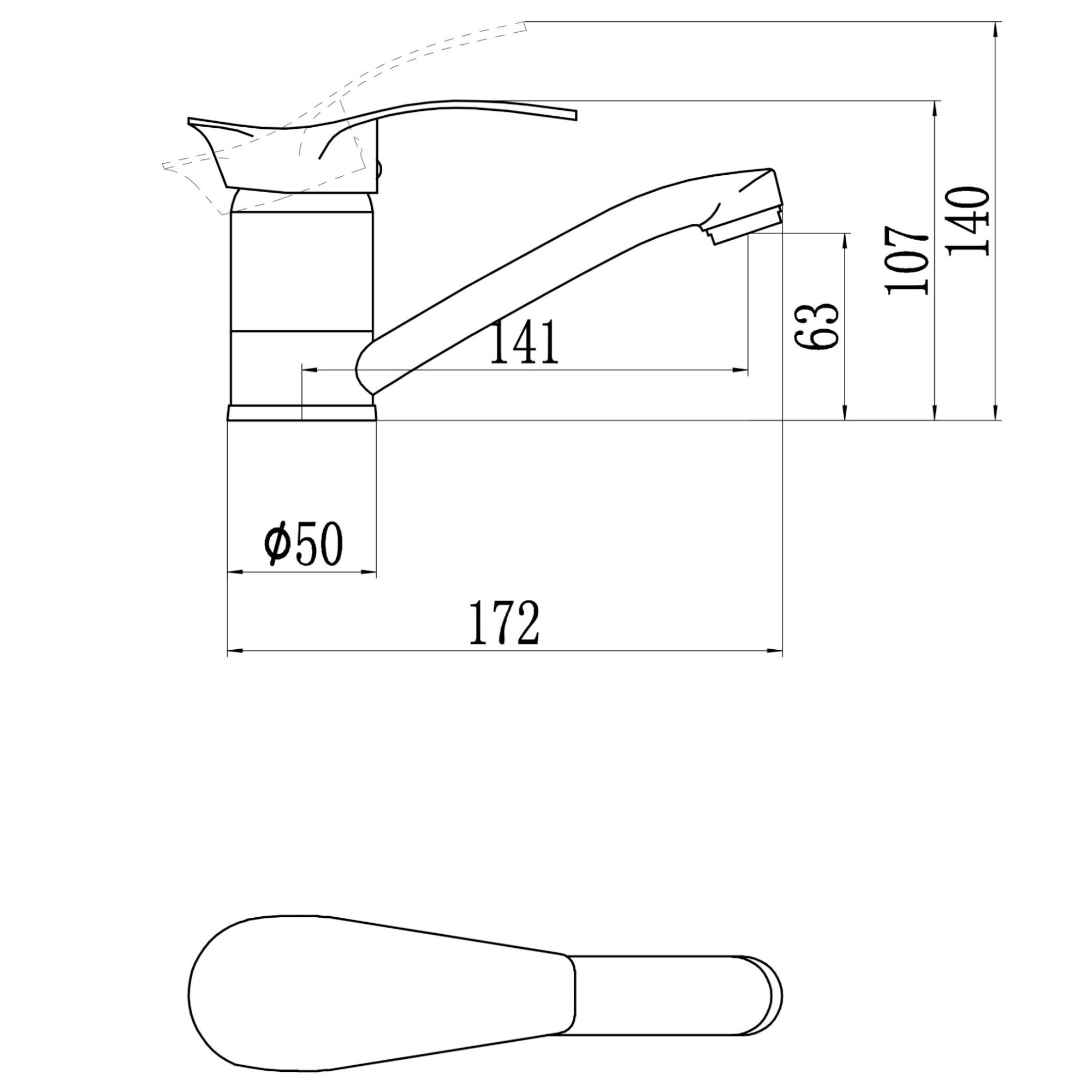 Смеситель для кухни Savol S-T4506-1, хром