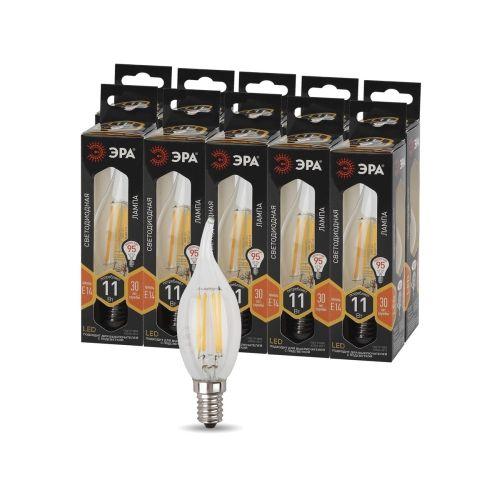 Лампа светодиодная филаментная F-LED BXS-11W-827-E14 BXS 11Вт свеча на ветру E14 тепл. бел. ЭРА Б0047001