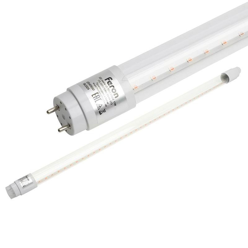 Лампа светодиодная для растений T8 11Вт 230В G13 стекло 0 6м красно-син. спектр LB-7063 FERON 51662