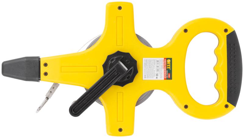 Рулетка геодезическая 30м стальная лента открытый пластик. корпус прорезиненная ручка желт. FIT 17802