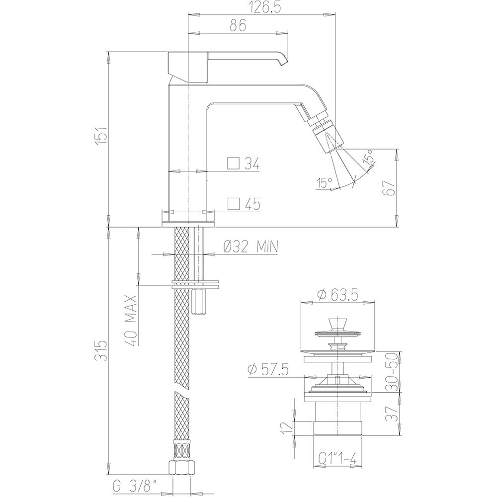 Смеситель Paini Q 19CR306ESR для биде