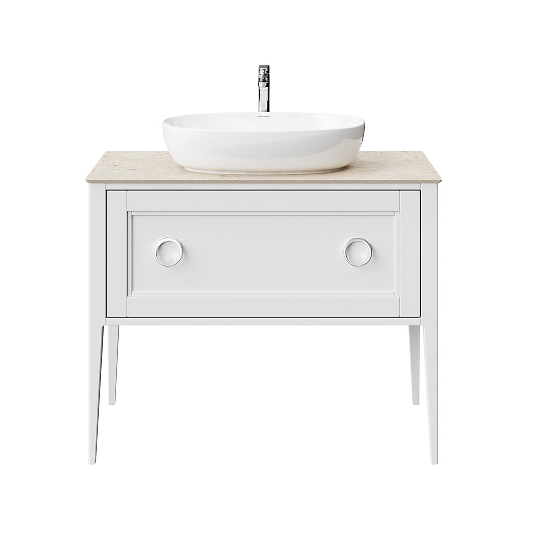 Тумба PLAZA Classic NEO напольная 1+1 ящик 100, белая матовая