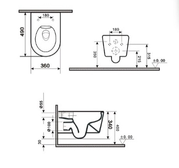 Унитаз подвесной Tornado Gid Tr2133TF 62262Y белый 49x36x34
