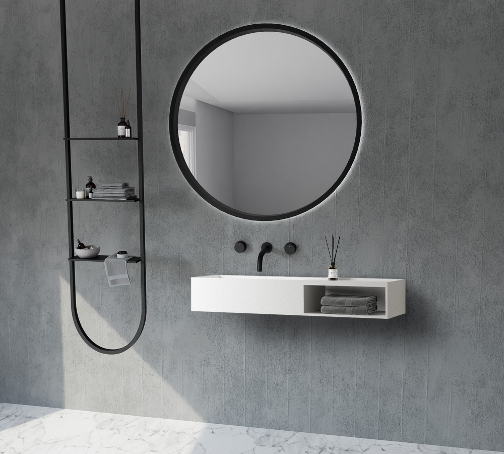 Тумба с раковиной ABBER Stein AS2649-0.8 подвесная, белая матовая