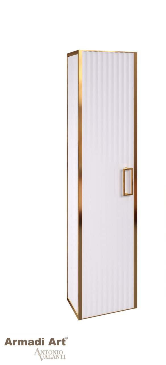 Пенал MONACO белый глянец + золото без ножек