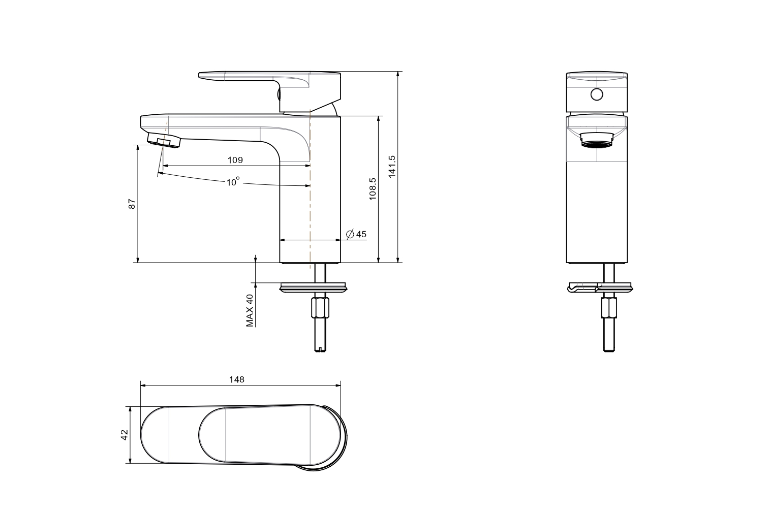 Cмеситель Aquatek НИКА для раковины 90 без донного клапана AQ1810BGM оружейная сталь