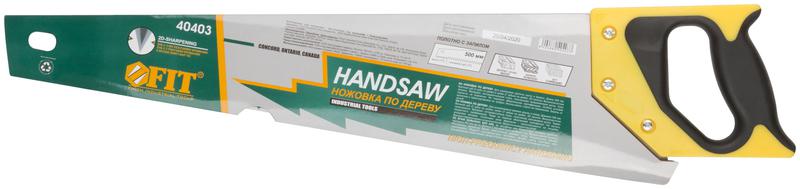 Ножовка по дереву крупный каленвй зуб 3 ТPI с запилом 7 ТPI 2D заточка пласт.прорезинен.ручка 500мм FIT 40403