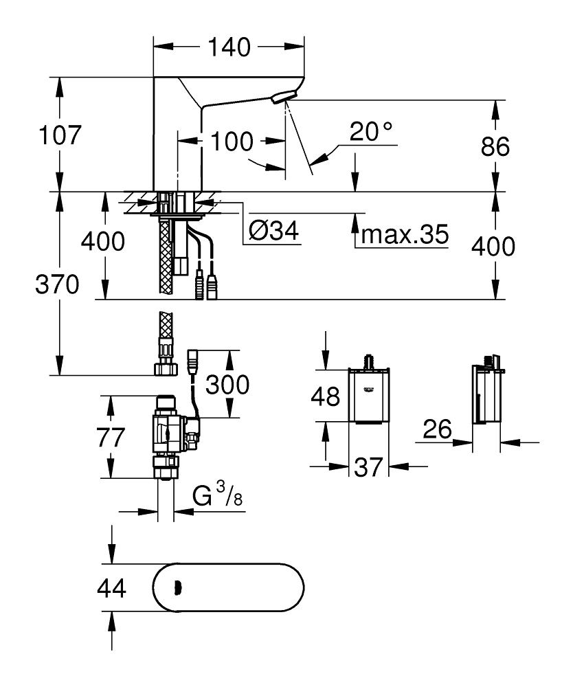 Смеситель Grohe Euroeco Cosmopolitan E 36271000 для раковины