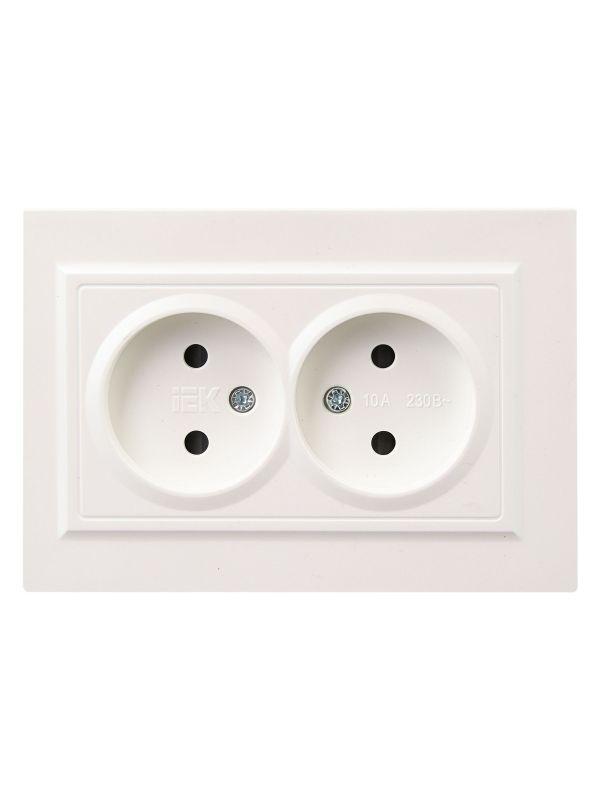 Розетка 2-м СП BRITE РСш12-2-БрЖ 10А в сборе без заземл. защ. шторки жемчуж. IEK BR-R23-10-K36-F