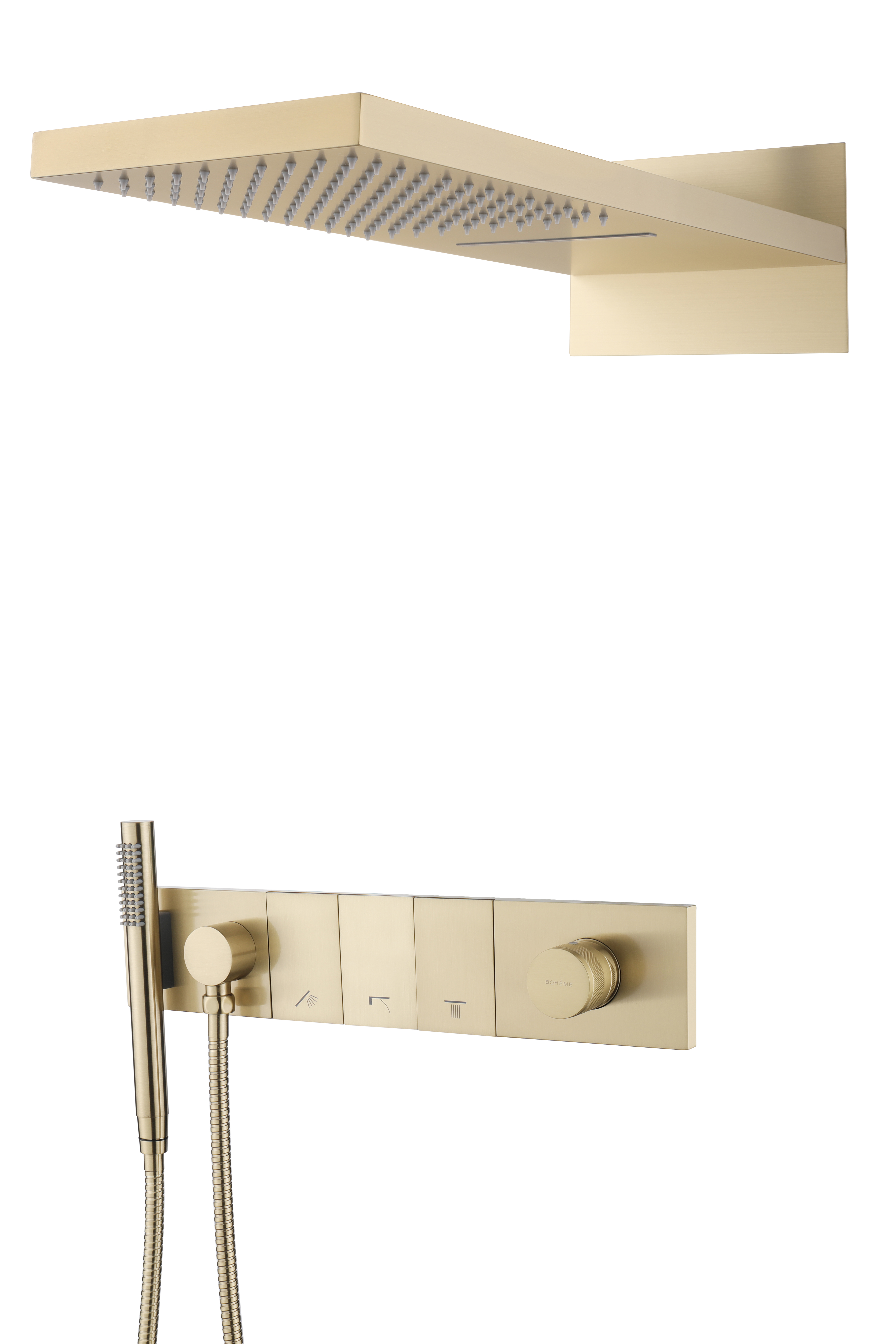 Встроенная душевая система  ZODIAC с термостатом, трехпозиционная NIKEL BRUSH