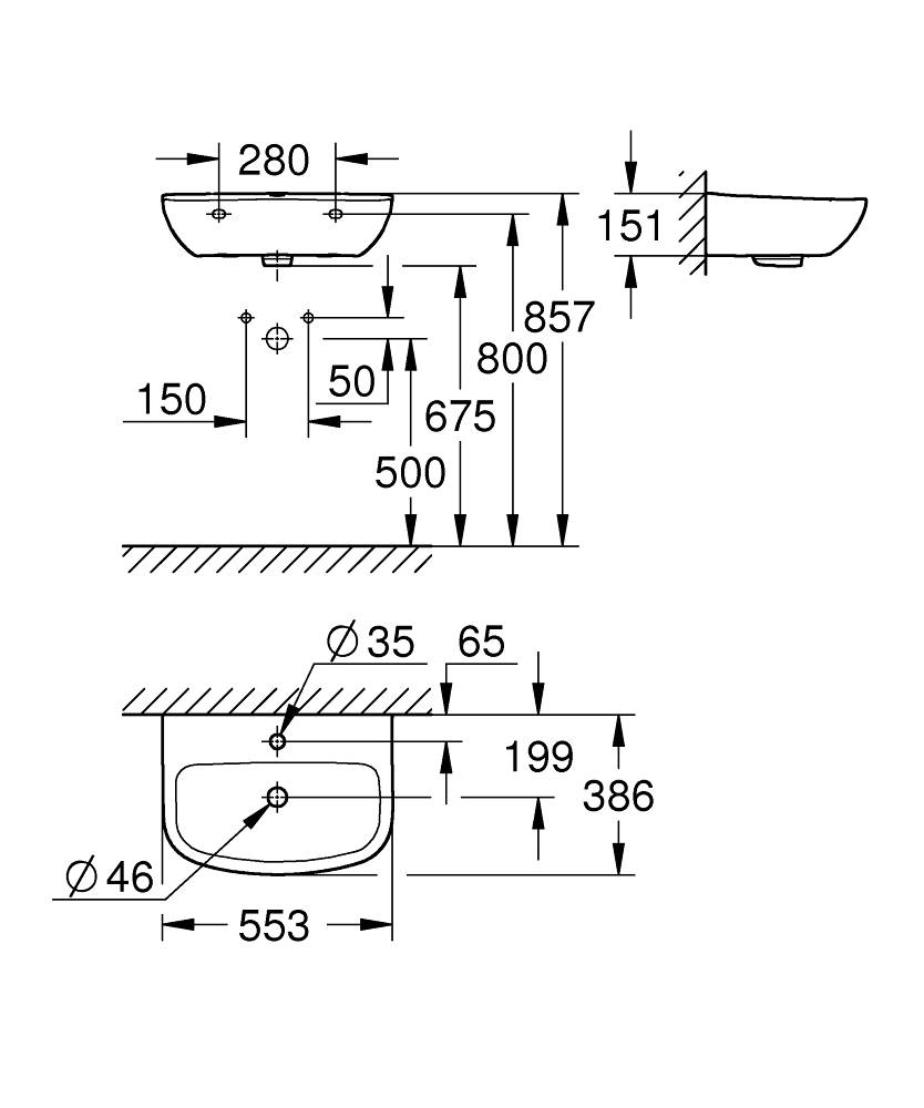 Раковина Grohe Bau Ceramic 39440000 55 см альпин-белый