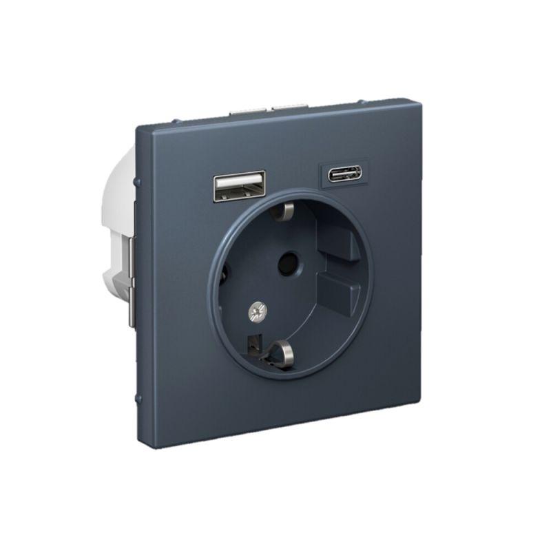 Розетка ArtGallery 16А с 2-мя заряд. устройствами USB A+C 5В/2.4А/3А 2х5В/1.5А механизм грифель SE GAL000732