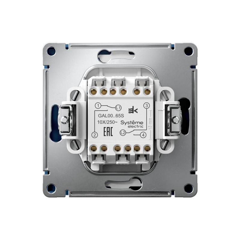 Переключатель 2-кл. ArtGallery 10AX быстрозажим. клем. механизм аквамарин SE GAL001165S