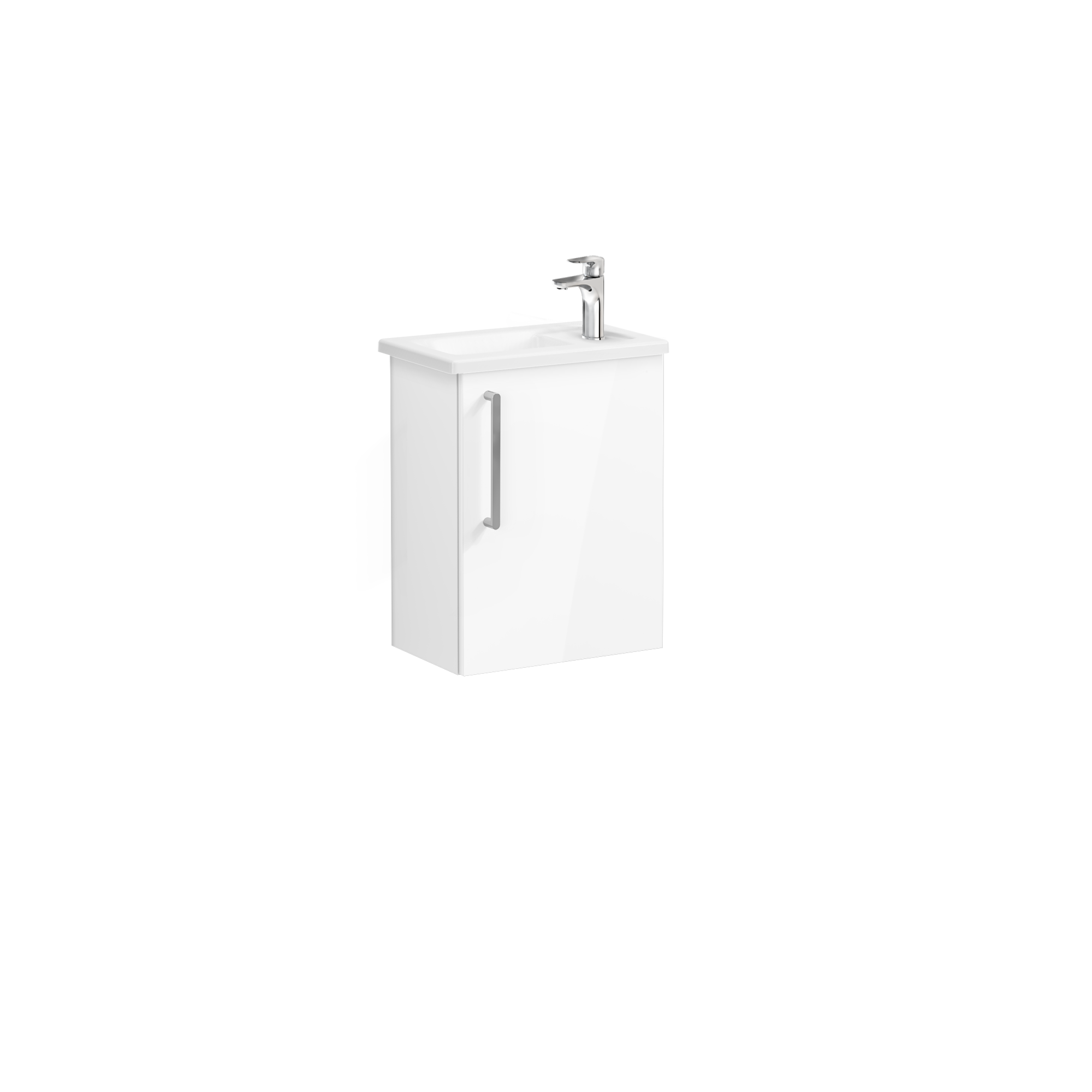 Модуль Root 45 см с квадратной раковиной, с дверцей, глянцевый белый, правосторонний, 66330