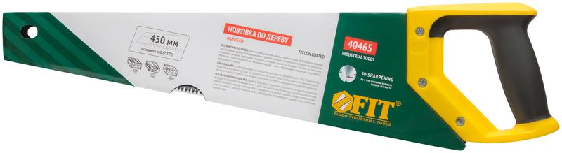 Ножовка по дереву средн.кален.зуб 7 ТPI 3D заточка пласт.прорезинен.ручка тефлон.покрытие 450мм FIT 40465