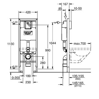 Инсталляция Grohe Rapid SL 38675001 для унитаза