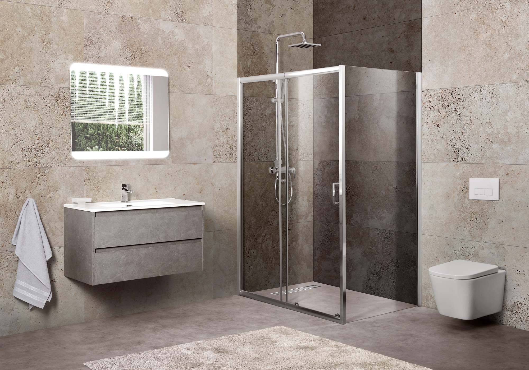 Душевой уголок BelBagno UNIQUE-AH-1-110/125-80-C-Cr