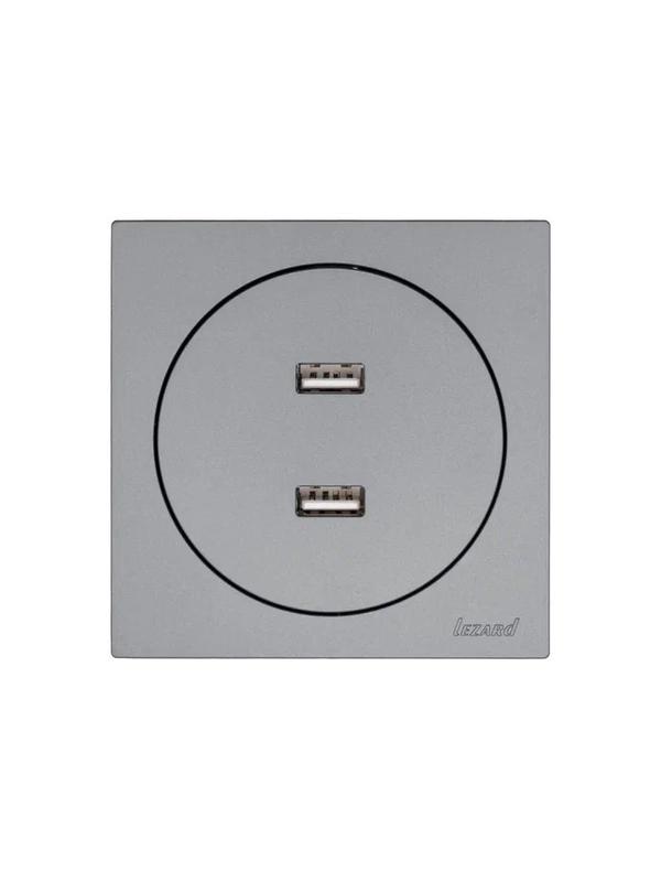 Розетка 2-м СП OSEN USB разъем механизм сер. матов. LEZARD 743-7488-192