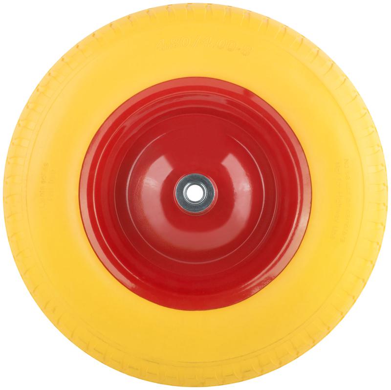 Колесо запасное полиуретановое 390х90х230мм для тачки 77556 (PU 4.80дюйм/4.00дюйм-8дюйм) (посадка ширина 125мм диаметр 16мм) FIT 77586