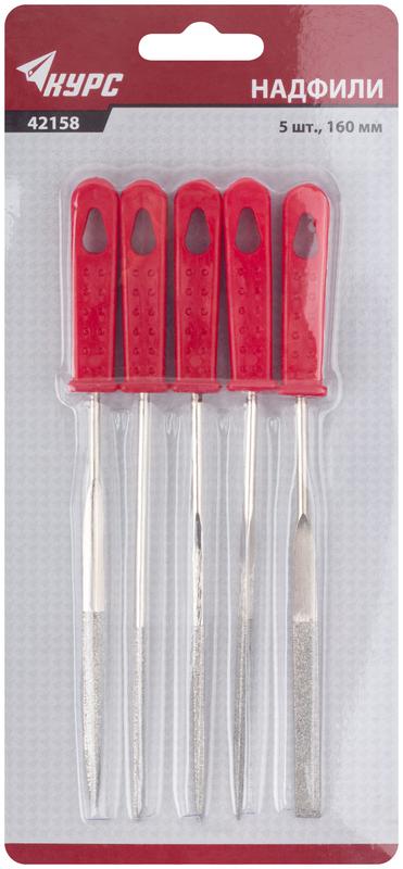 Надфиль алмазный 3х160/50мм узкий 5шт КУРС 42158