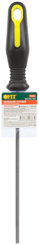 Напильник для заточки цепей бензопил круглый с прорезиненной ручкой 200х4.8мм FIT 42813