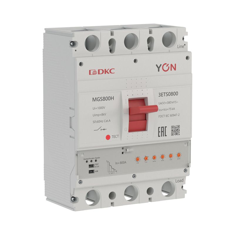 Выключатель автоматический в литом корпусе MGS800H 3P 320-800А 75кА с электронным расцепителем ETS YON MGS800H-3ETS0800