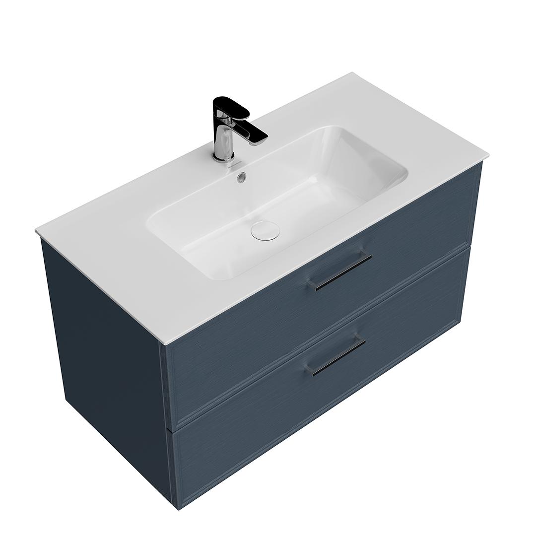 Тумба PIANO Classic подвесная 95 см, 2 ящика, ясень синий матовый