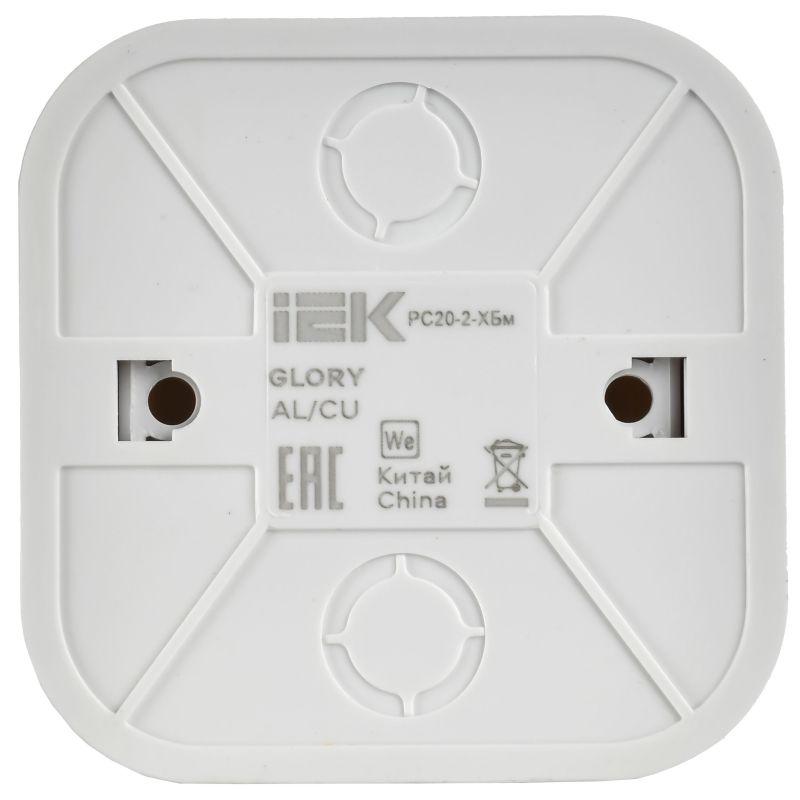 Розетка ОП GLORY РС20-2-ХБм 10А без заземл. без защ. шторок бел. матов. IEK ERH10-K01M-10