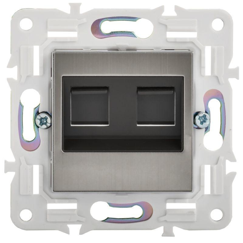 Розетка компьютерная двойн. RJ45 кат.5E SKANDY SK-K03N никель IEK SK-K20-1-K50
